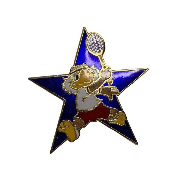 Sam the Eagle Tennis Star Lapel Pin Los Angeles Summer Olympic Games 1984 - Picture 1 of 6
